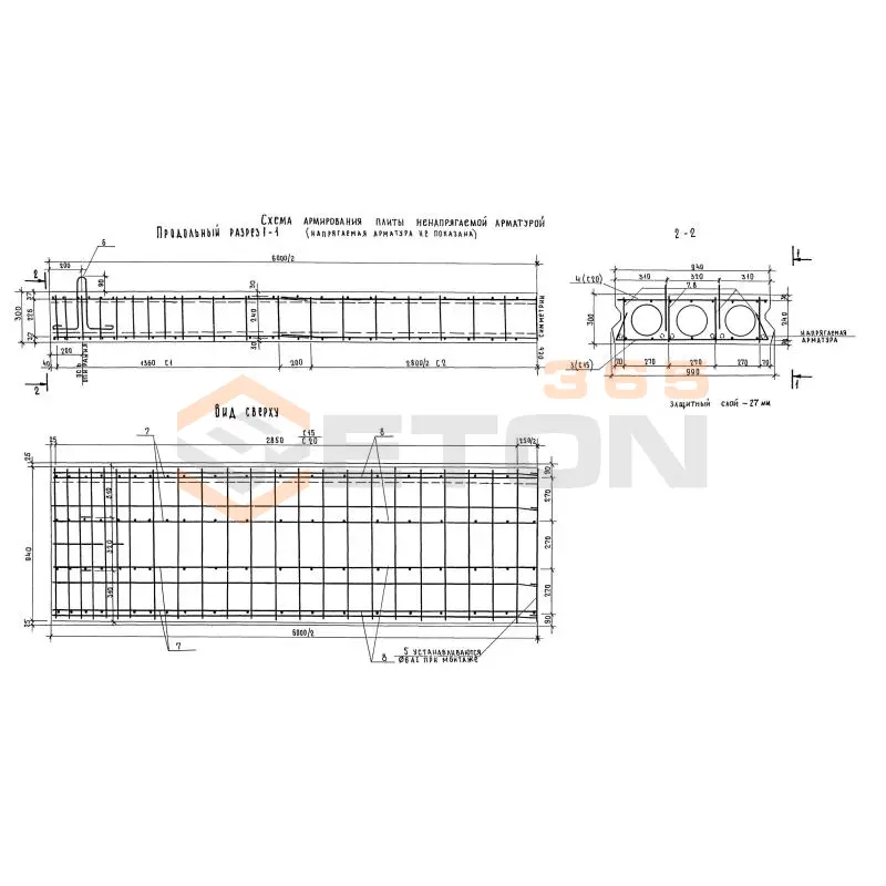 Плиты пустотные железобетонные Серия 3.503-12 П 6 V