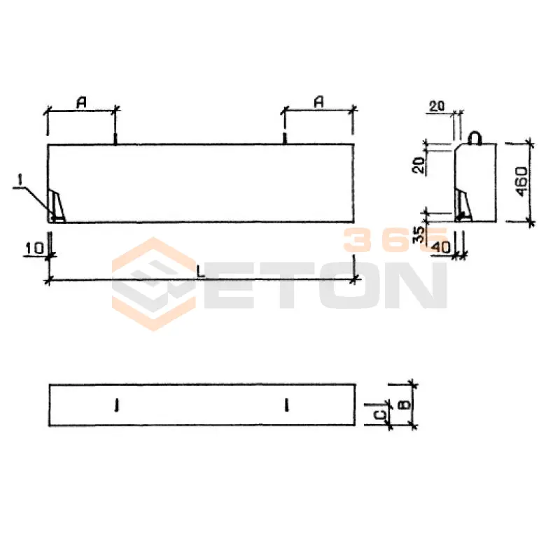 Балки цокольные Серия 1.020-1 БЦ 60-5-2,5 п (1.020-1)