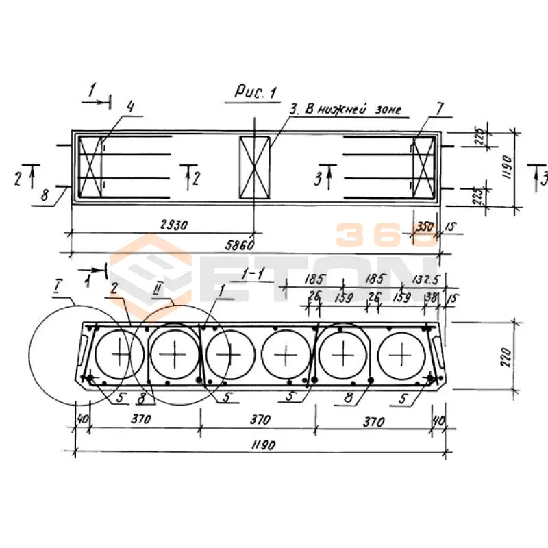 Плиты перекрытия многопустотные Серия 1.141.1-32с ПК 59-12-4,5 АтIVст с9а