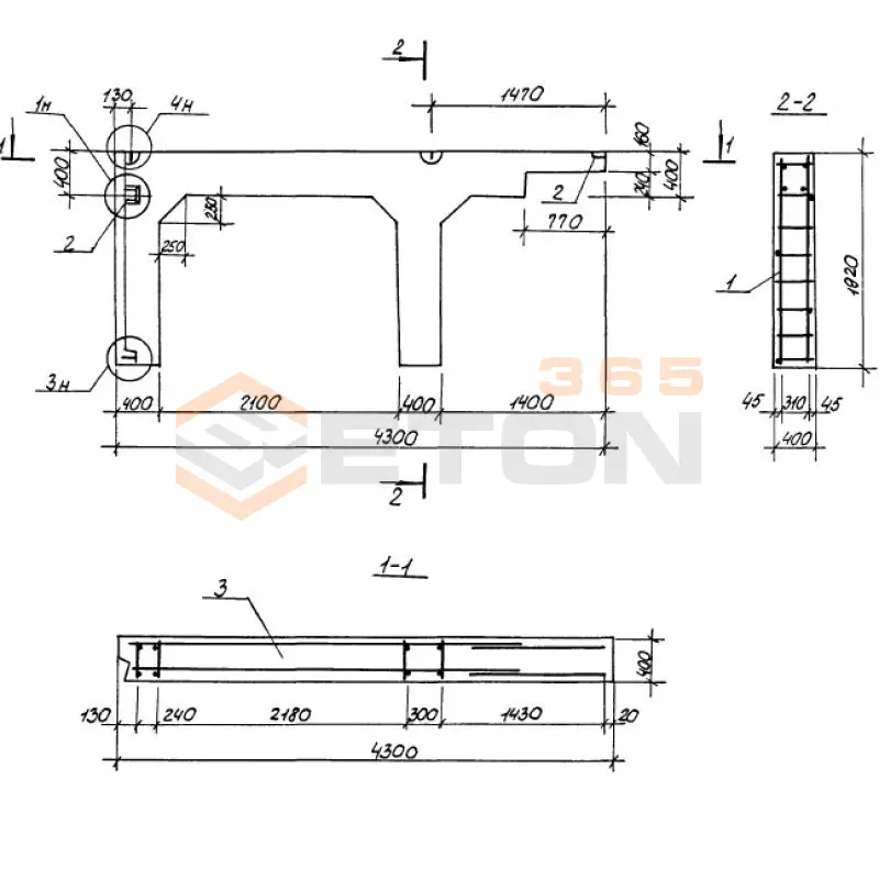 Панели опорные Серия 1.100.1-7 1НЧ 43-19-40-50 л
