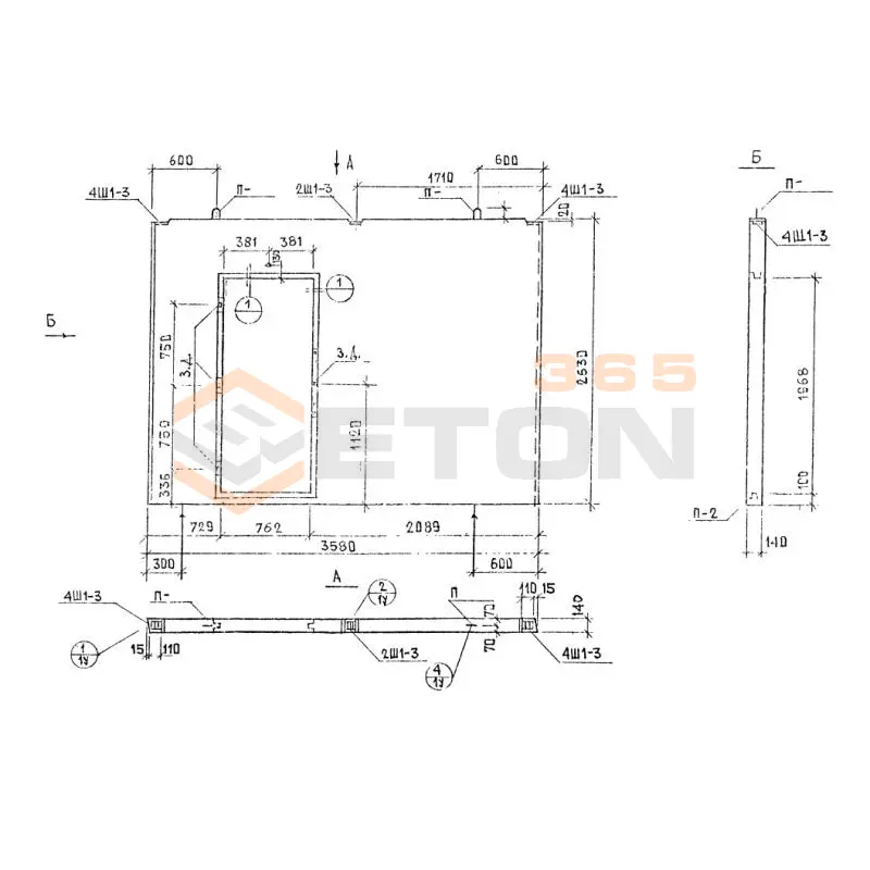 Панели внутренние стеновые Альбом РМ 2283 В 1436-21 лев (Альбом РМ 2283)