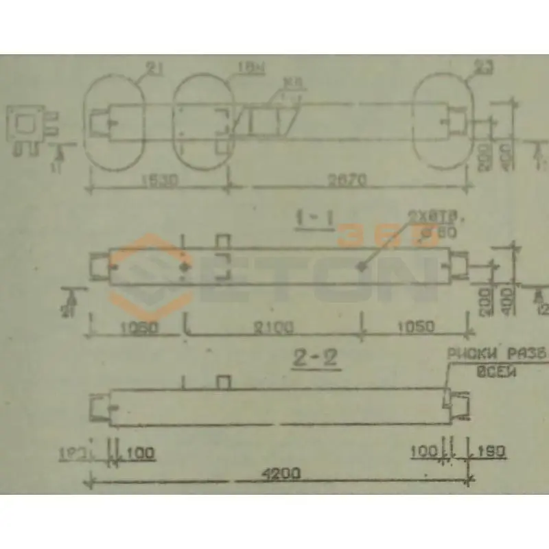 Колонны сечением 400х400 мм для зданий с высотами этажей 4,2 м Серия 1.020.1-2с/89 5КС 42-42-7 сн