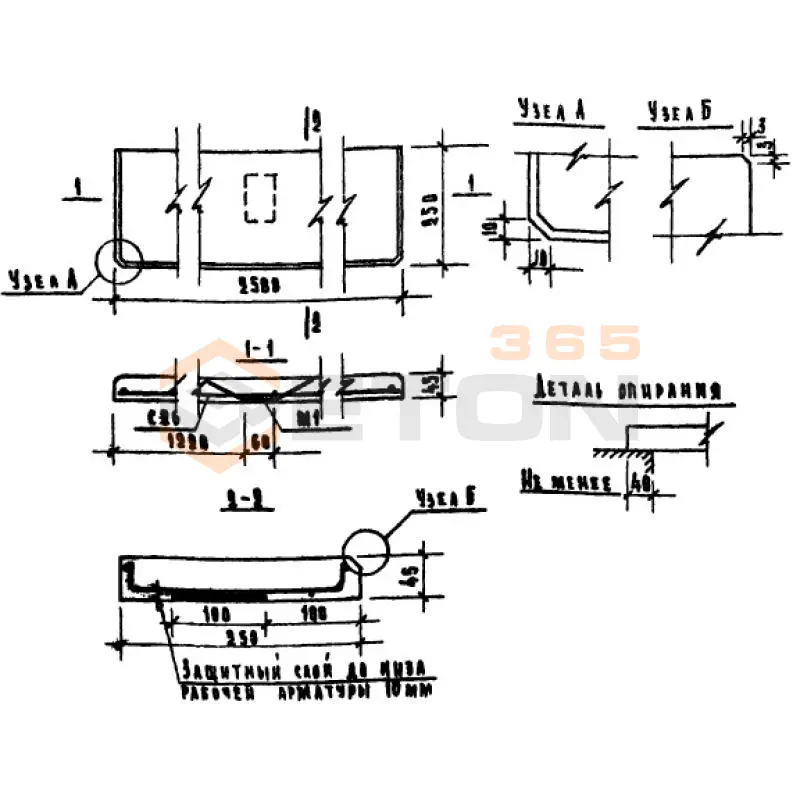 Плиты подоконные Серия 1.136-1 ЛО 25-25 (1.136-1)