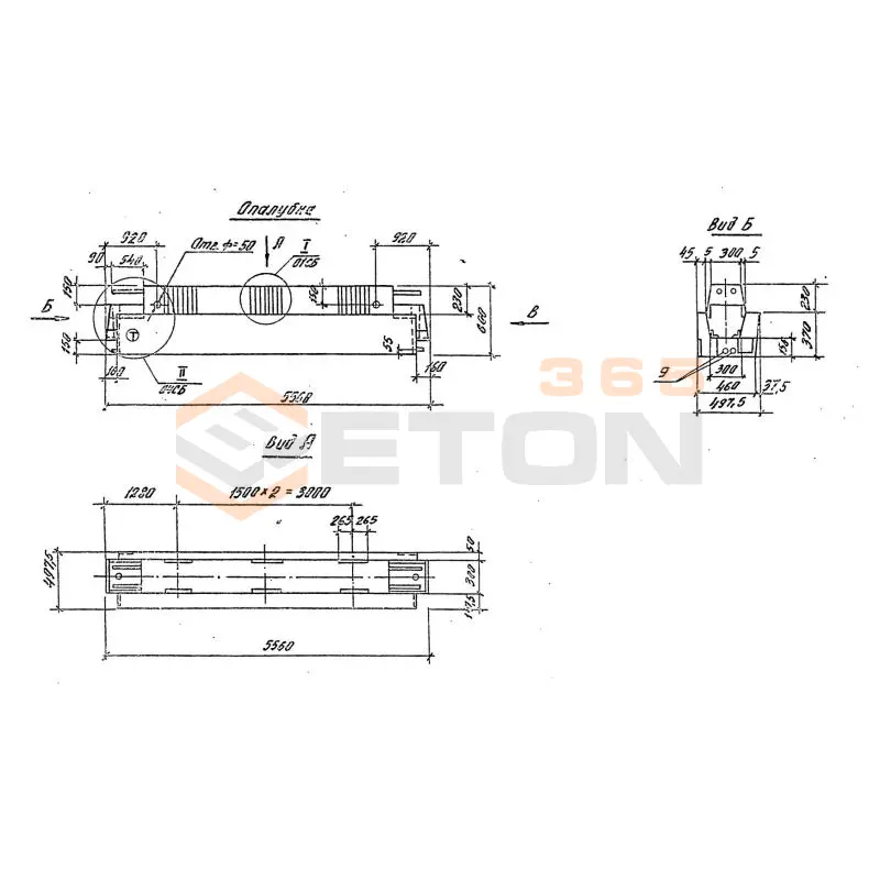 Ригели высотой 600 мм для опирания многопустотных плит перекрытия Серия 1.020.1-4 1РОП 6-56-30 АтV