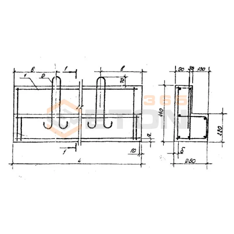Перемычки балочные Серия Б1.038.1-1 3ПР 32-36-25-44 (Б1.038.1-1)