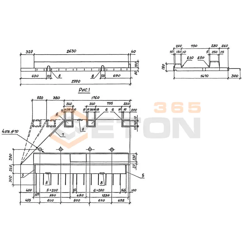 Блоки тротуарные Серия 3.503.1-81 Т 75-15 тАIII-3,60 п