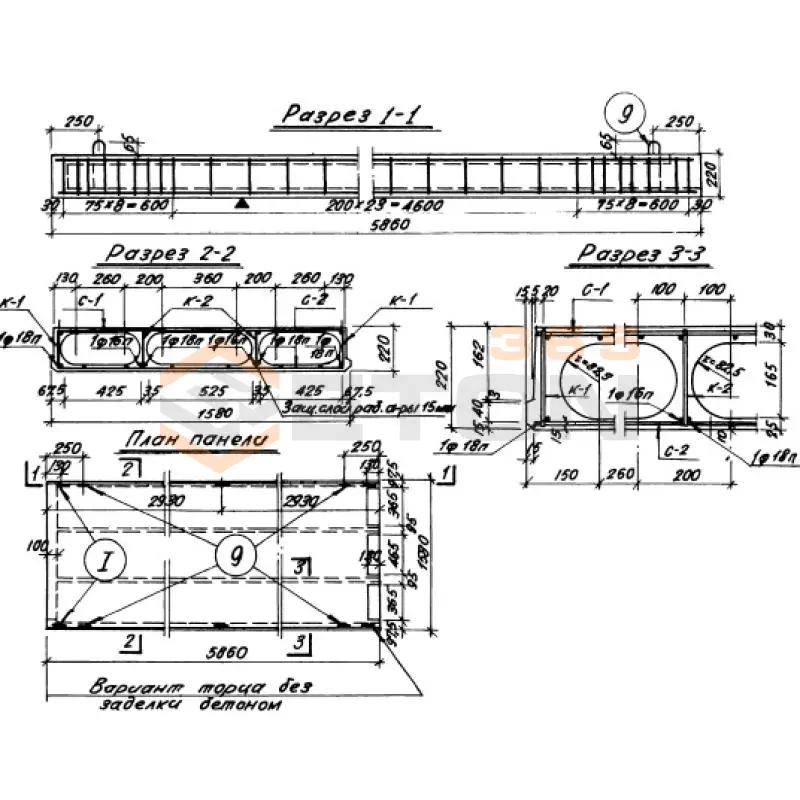 Панели с круглыми пустотами Серия ИИ 03-02 Альбом 5 ч1 ПТО 59-16