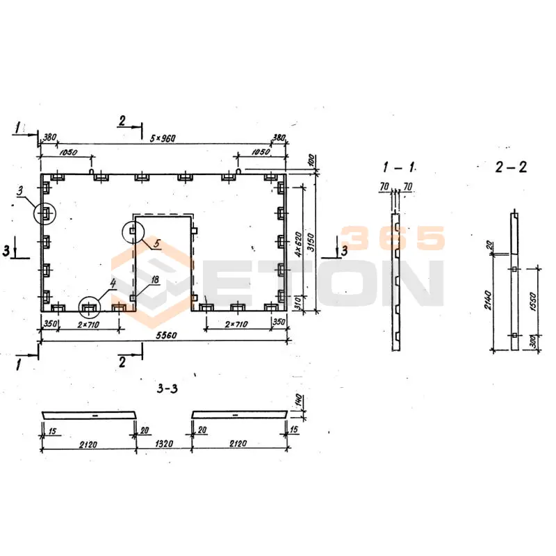Диафрагмы жесткости плоские серия 1.020-1/87 ( 1.020.1-7, 1.020-1/83, ИИ 04-1, 1.020.1-3пв ) ДП 56-32 пв
