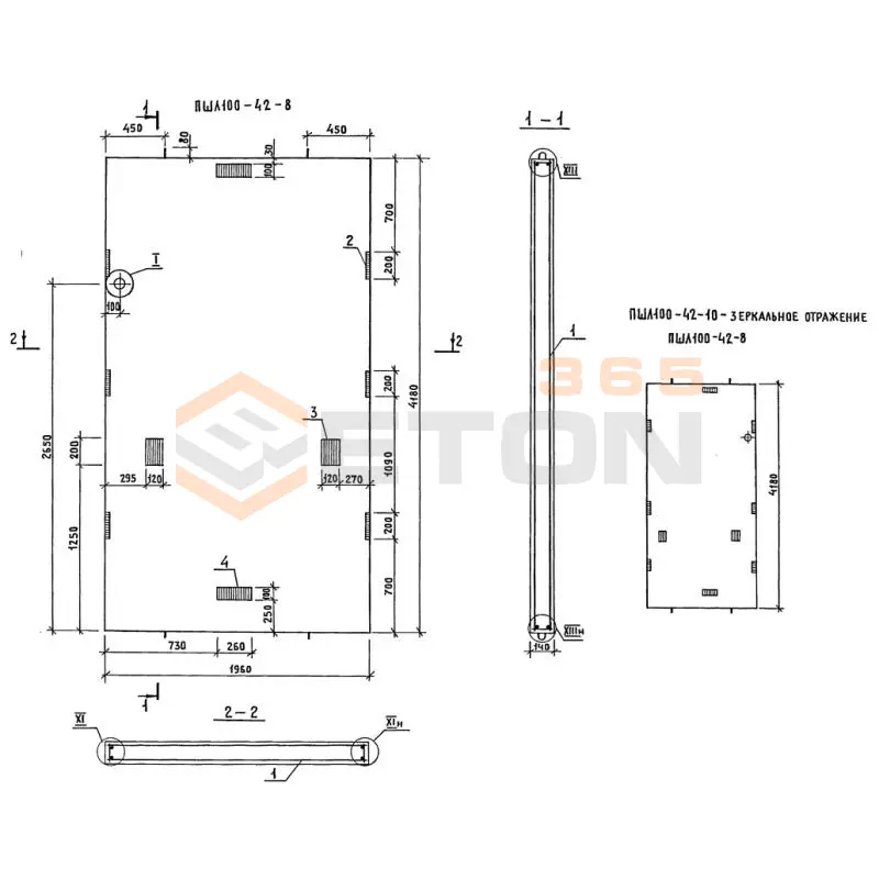 Панели шахт лифтов Серия 1.289.1-2 ПШЛ 100-42-10