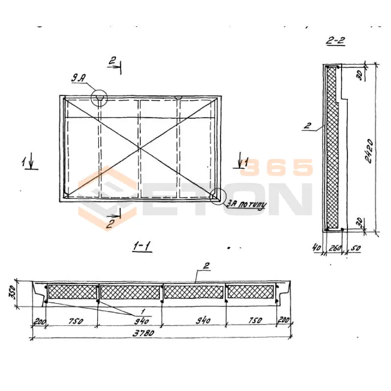 Панели парапетные Серия 1.100.1-7 3НЧ 38-24-35-150 л