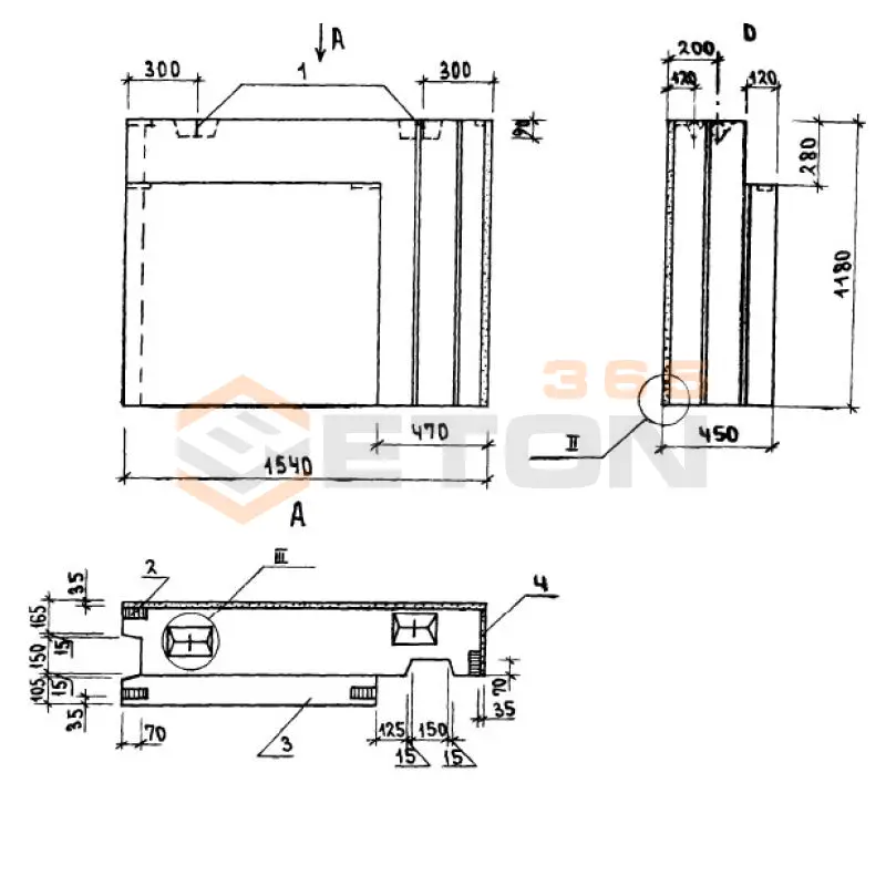 Блоки наружных стен Серия 1.133.1-7 7БНУ 15-12-45-7,5 п-1