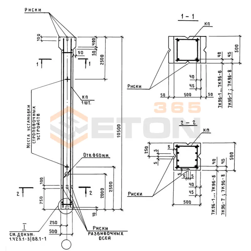 Колонны железобетонные Серия 1.423.1-3/88 7К 96-1 м3