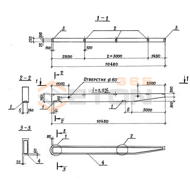 Балки навеса Серия 3.019.1-1 2БН 10,5-1
