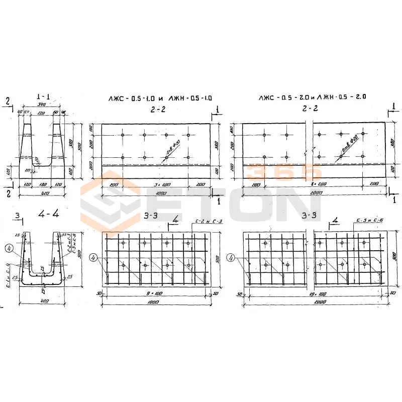 Лотки междупутные Альбом 984, Серия 3.501-68 ЛЖН 0,5-2,0