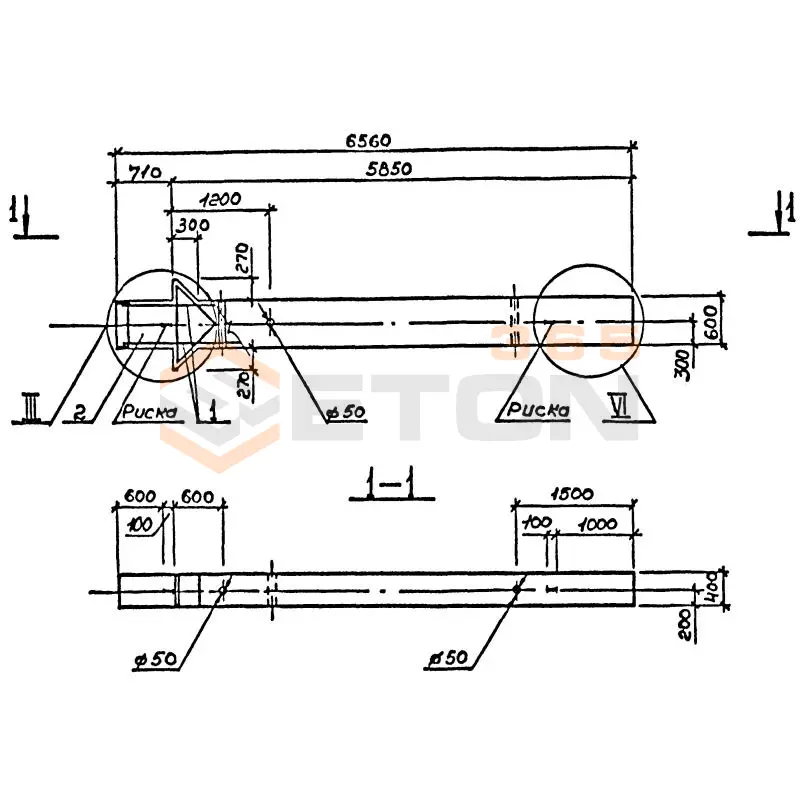 Колонны высотой 6,0; 7,2 м Серия 1.420.1-19 К 54-4