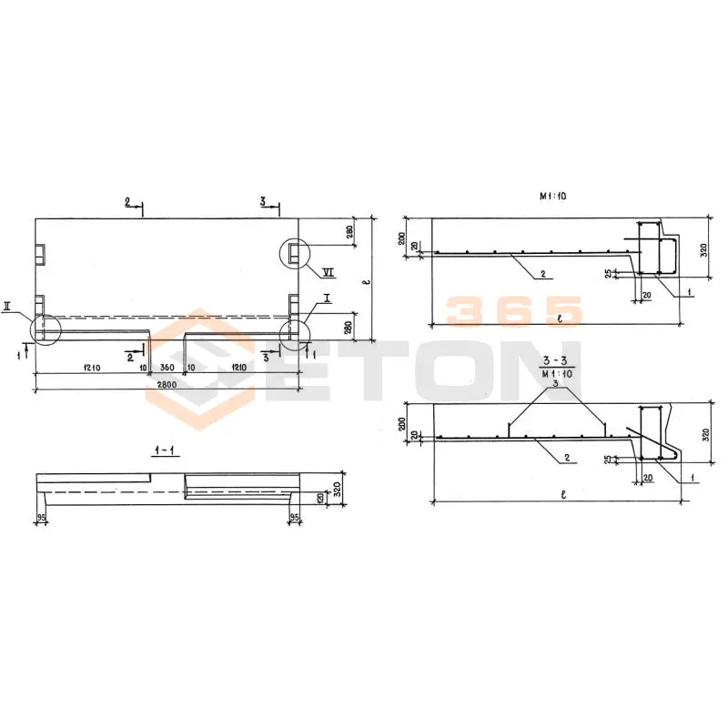 Лестничные площадки плоские 1ЛП серия 1.152.1-8 ( 1.152-3 ) и ГОСТ 9818-85 ЛП 28-15