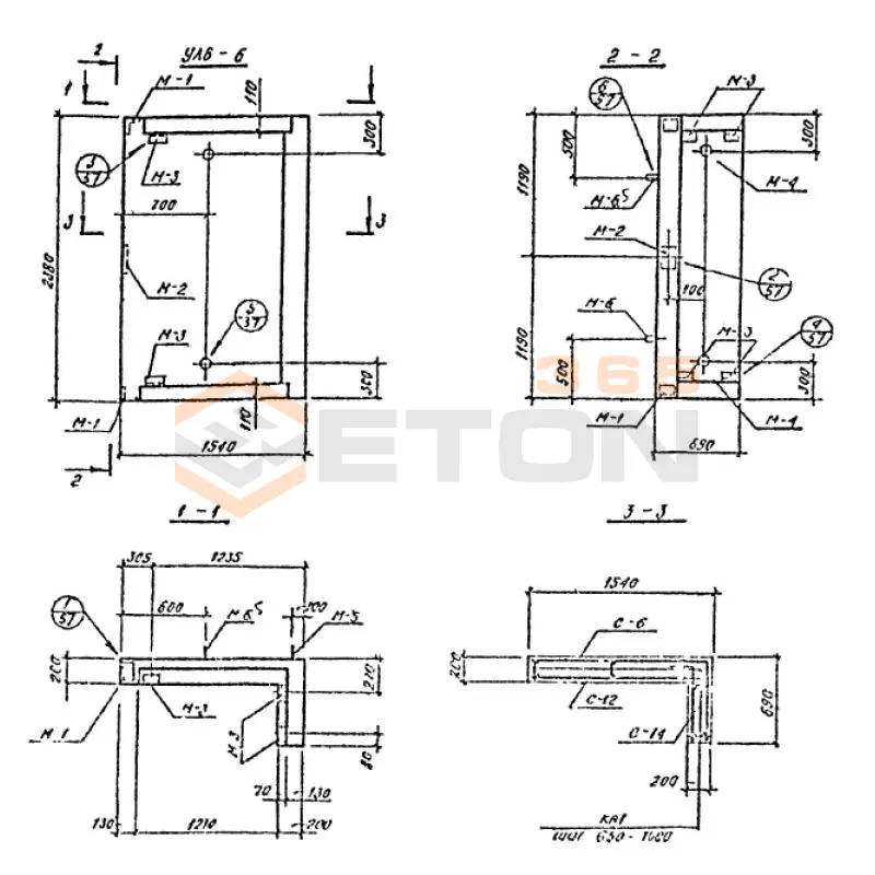 Уголковые элементы встроенных лестничных клеток Шифр 789-04 УЛВ 6