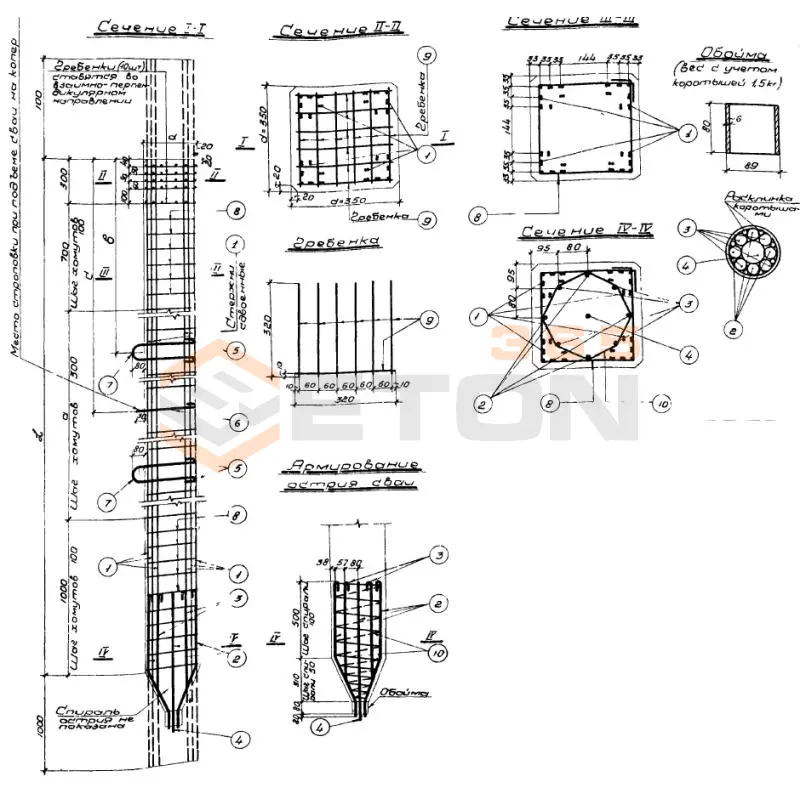Сваи предварительно напряженные Серия ОФ 02-02 СНпр 19-350 (ОФ 02-02)