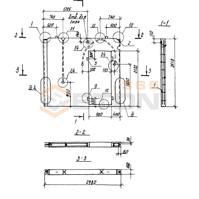 Панели внутренних стен Серия 1.100.1-7 ПСВ 30-26-16-150 т-1