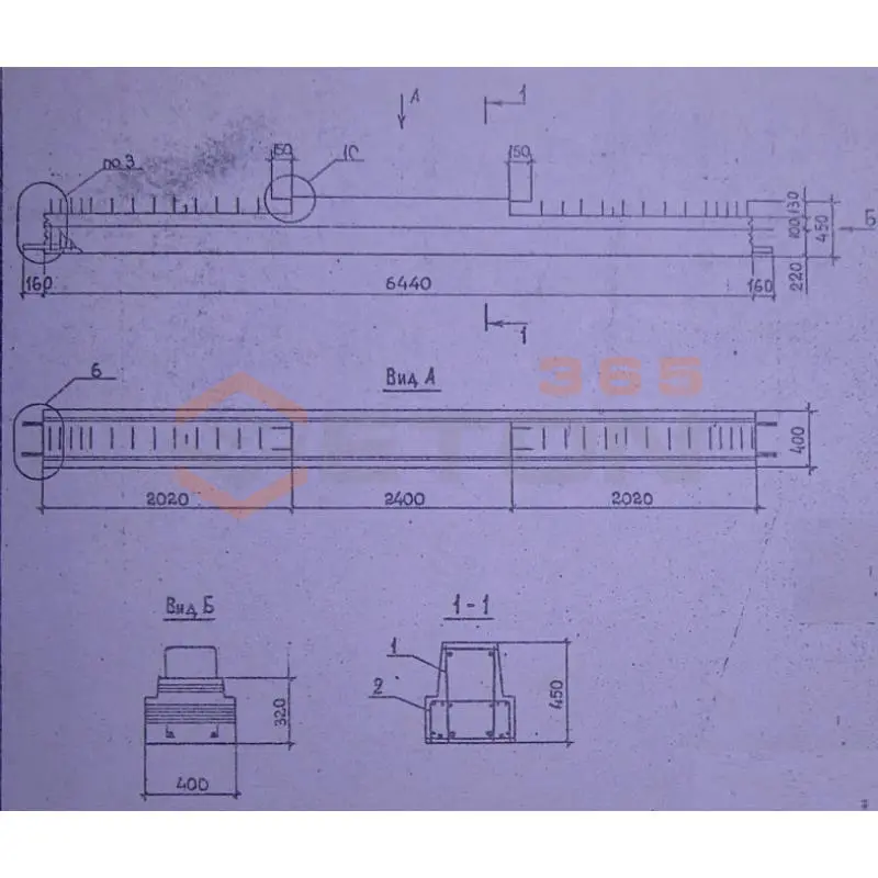 Ригели для опирания многопустотных плит перекрытий Серия 1.020.1-2с/89 РП 4-65-4 с