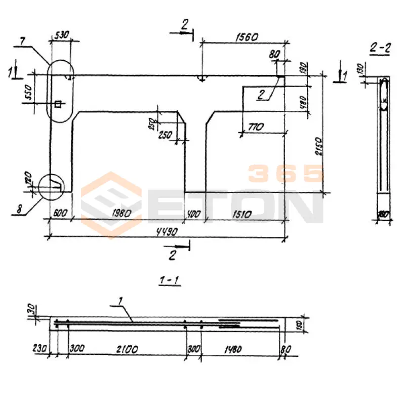 Панели опорные Серия 1.100.1-7 1НЧ 45-22-16-150 т