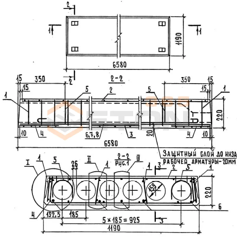 Плиты перекрытий многопустотные Серия 1.241-1 П 66-12-8 АIIIв-1