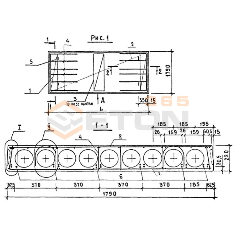Панели многопустотные Серия 1.141-1 ПК 57-18-6 к7т