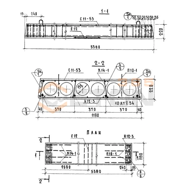 Панели многопустотные Серия 1.141-10 ПК 6-54-12 АтV (1.141-10)