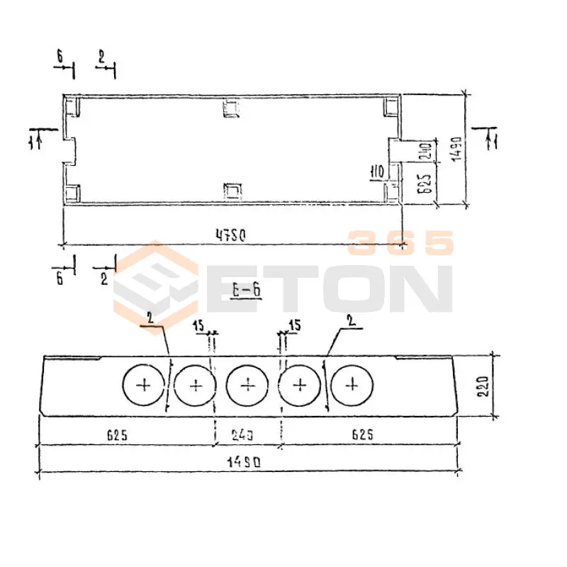 Плиты перекрытий многопустотные Шифр 89-1227 П 48-15-6 АтIVс-1 с9
