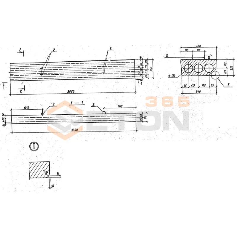 Блоки дырчатые лотков кабельных каналов Серия 3.407.1-157 ( серия 3.407-102, 3.407-40/70 ) БДЛ 40-6