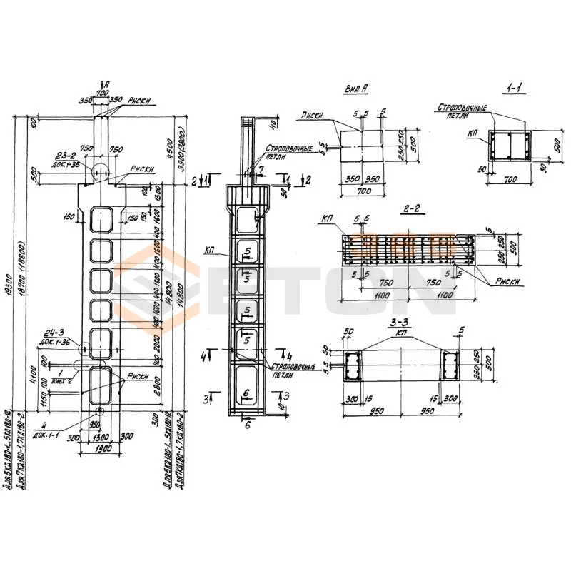 Колонны двухветвевые Серия 1.424.1-9 5КД 180-6,3 с