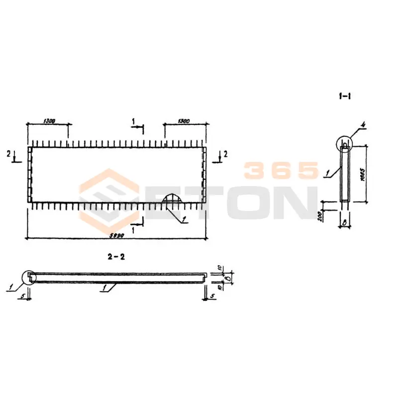 Панели стеновые нулевого цикла (цокольные) Серия 1.090.1-3пв ПСЦ 60-19-3,5 п пв (1.090.1-3пв)