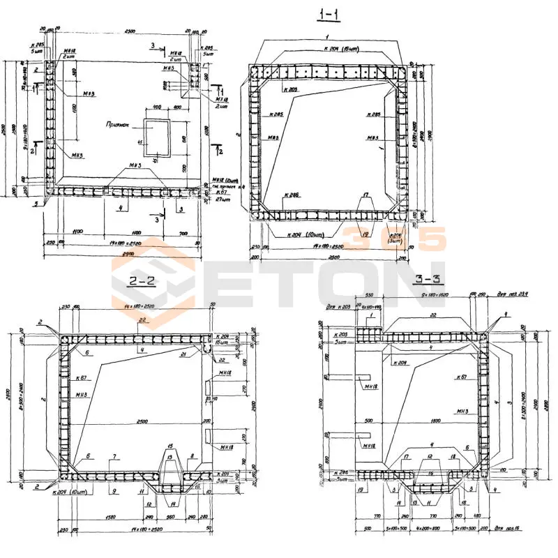 Участки монолитные Серия 03.005-6 Участок 8-IV