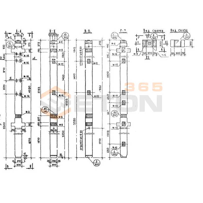 Колонны сечением 300х300 Серия ИИ 04-2 К2ЦЛ 23-66-3 а