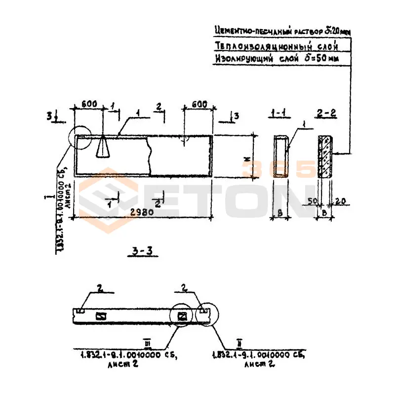 Стеновые двухслойные панели Серия 1.832.1-9 ПСД 30-6-50