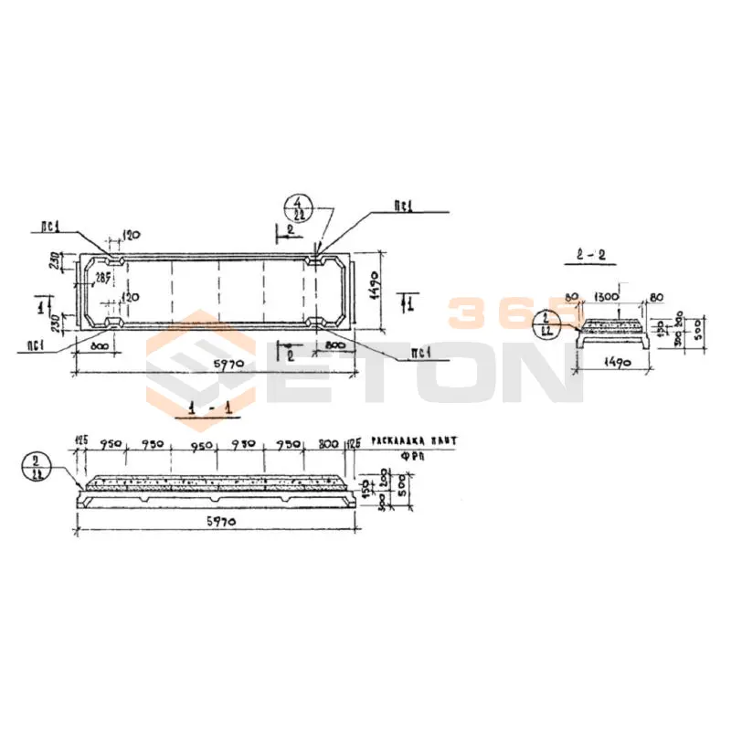 Плиты покрытия комплексные Шифр 912 КП АIIIв 2-1,5-6 П150 (Шифр 912)
