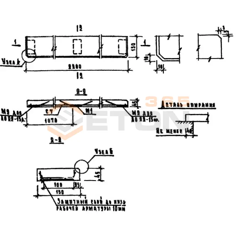Плиты подоконные Серия 1.136-1 ЛО 22-15 п (1.136-1)