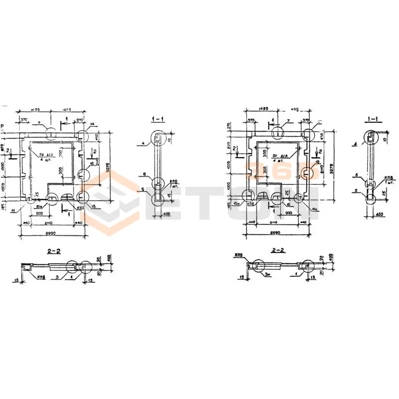 Панели наружных стен Серия 1.090.1-7с 2ПСБ 30-33-4-2 пс9 (1.090.1-7с)