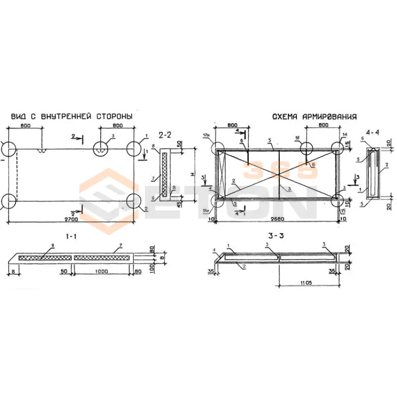 Панели стеновые трехслойные Серия 1.232.1-7 1ПСТ 27-12-2,5-2 л-1