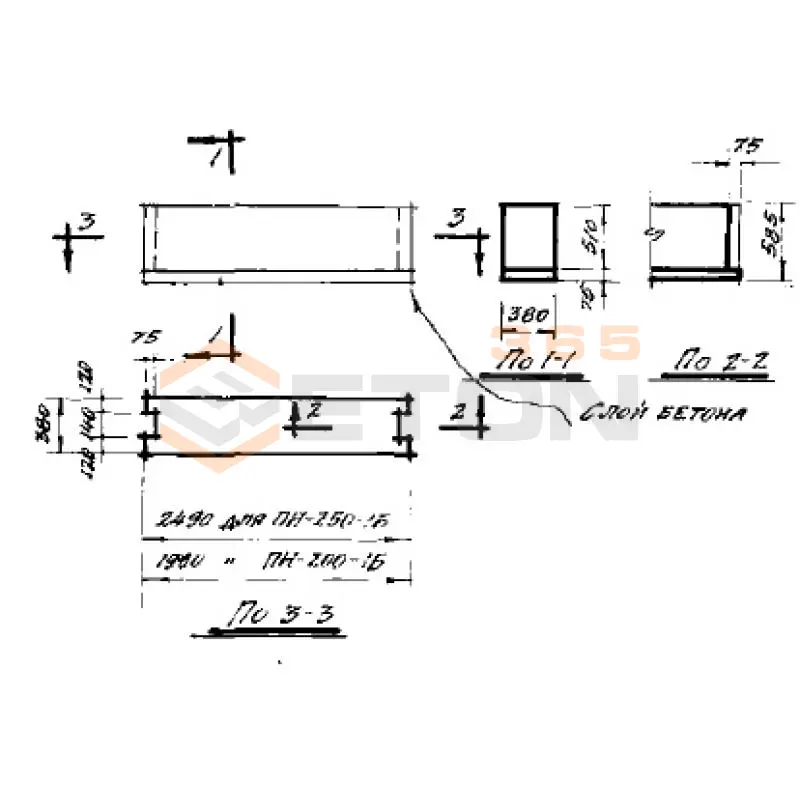 Перемычки наружных стен Серия СТ 02-01 ПН 200-1 Б (СТ 02-01)