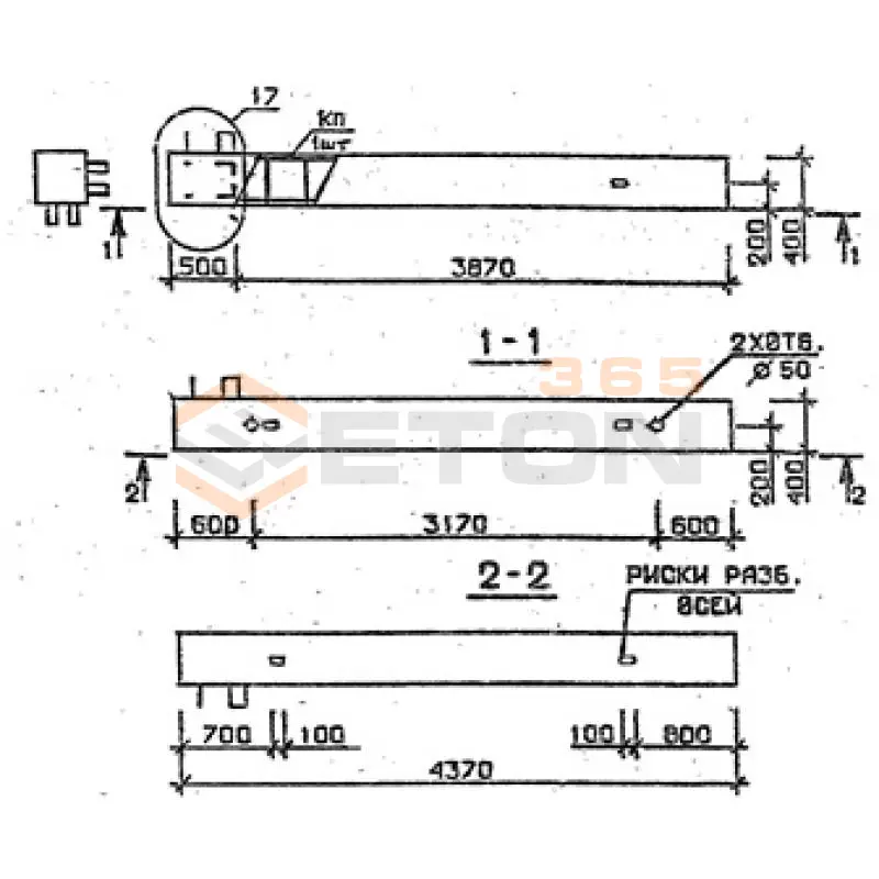 Колонны сечением 400х400 мм для зданий с высотами этажей 3,3 м Серия 1.020.1-2с/89 5КБ 33-44-1 н