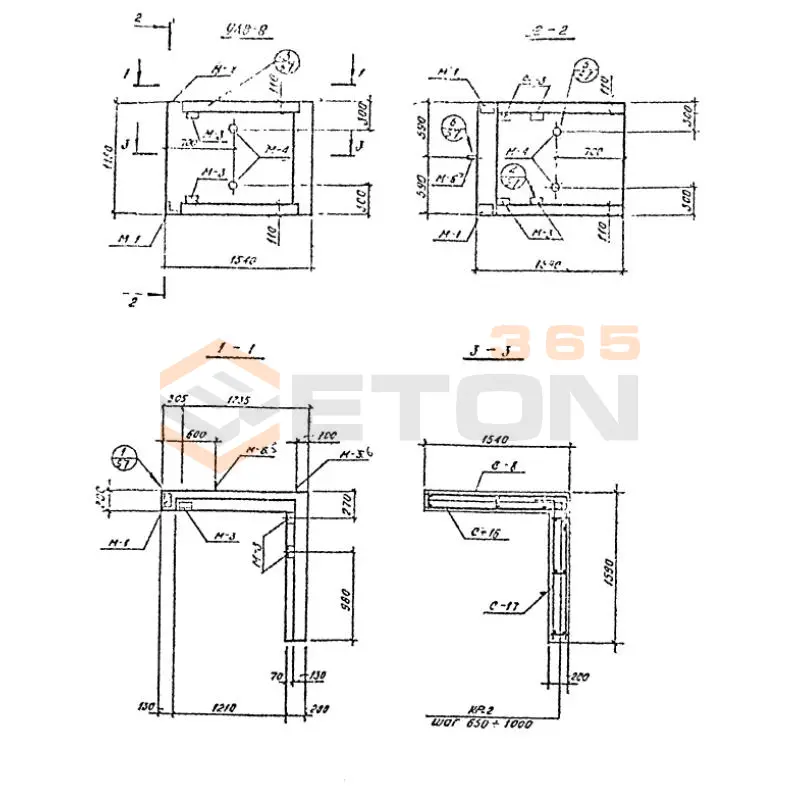 Уголковые элементы встроенных лестничных клеток Шифр 789-04 УЛВ 8