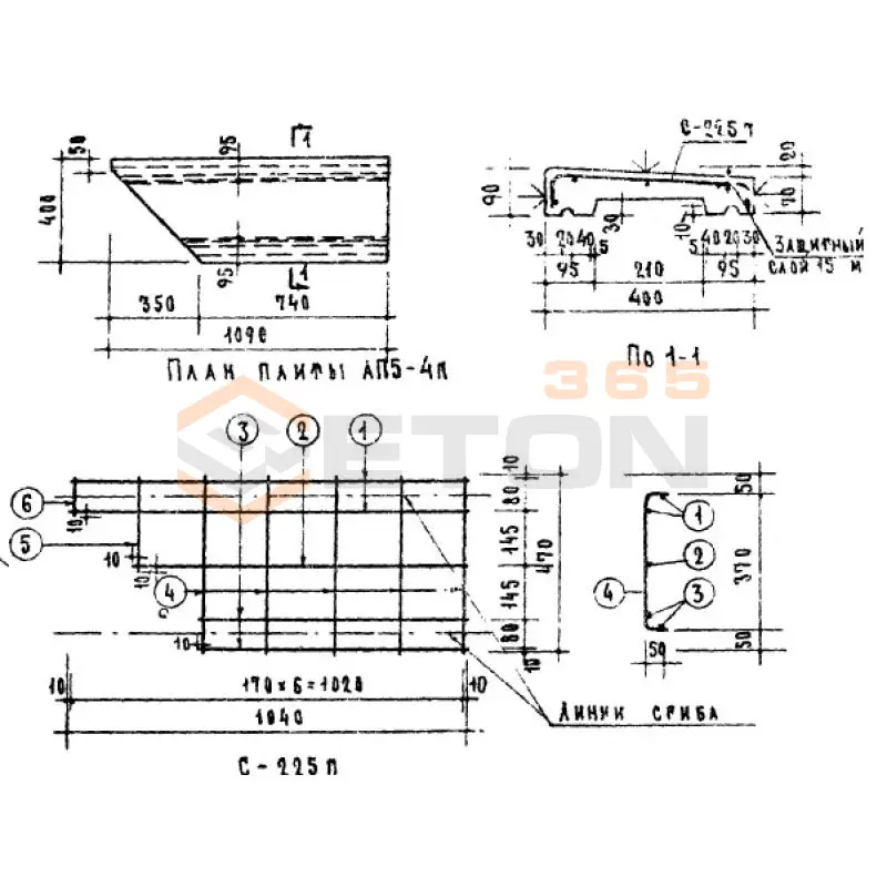 Плиты парапетные Серия ИИ 03-02 Альбом 15-64 АП 5-4 п