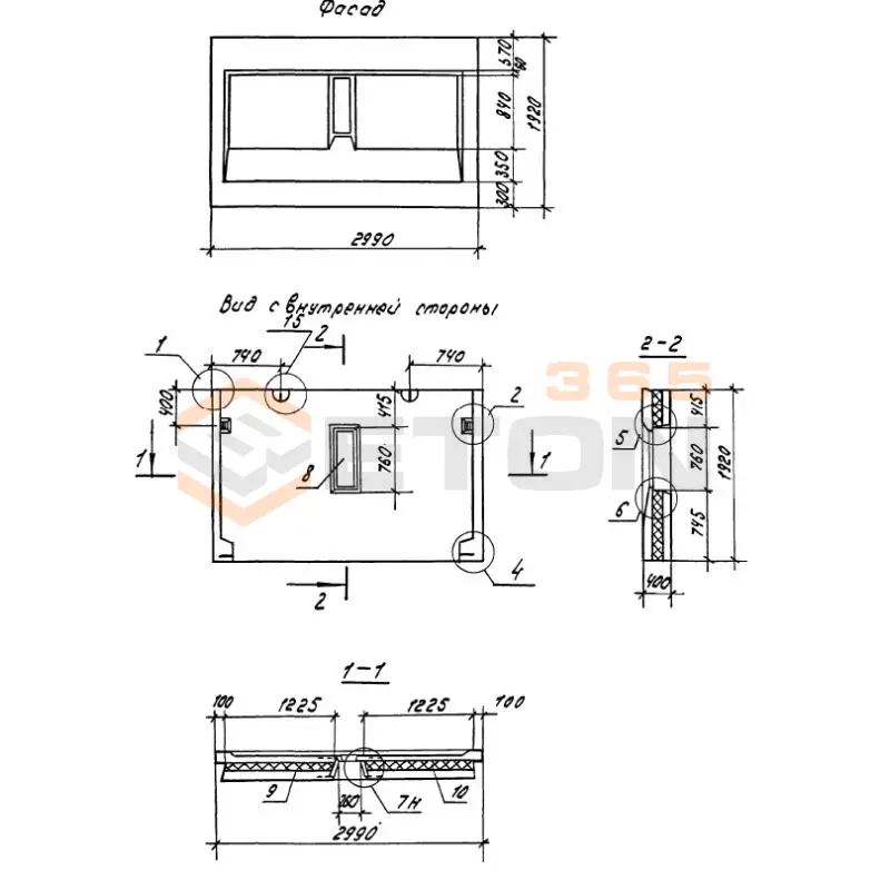 Панели опорные Серия 1.100.1-7 3НЧ 30-19-40-200 т