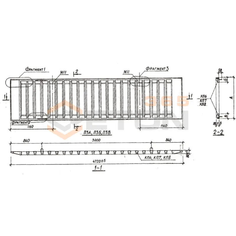 Панели оград желеезобетонные П Серия 3.017-1 П 3 А