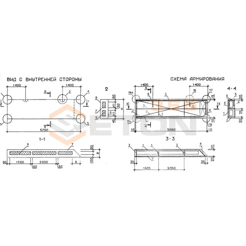 Панели стеновые трехслойные Серия 1.232.1-7 1ПСТ 57-15-3,0-1 л-2