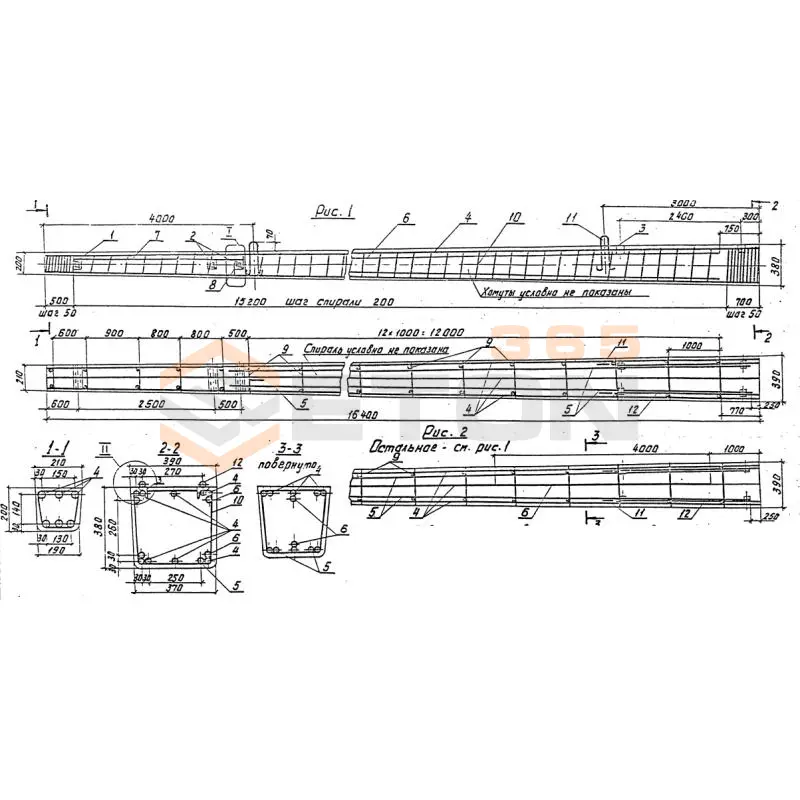 Стойки железобетонные серия 3.407.1-136; серия 3.407.1-143 СВ 164-12