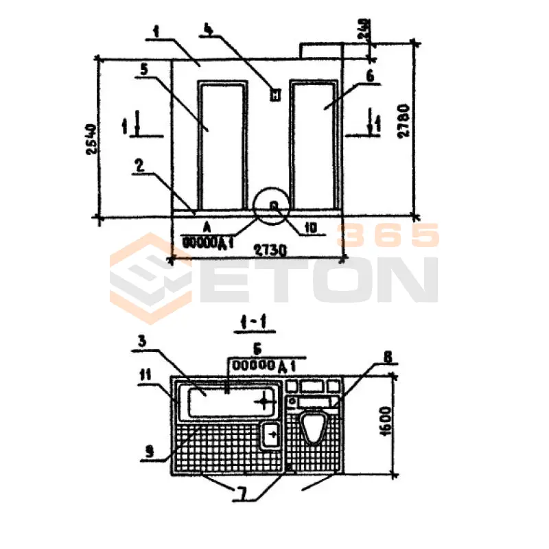 Кабины санитарно-технические типа "Колпак" для зданий с теплым чердаком Серия 1.188-5 2СК 25 лп-01 р (1.188-5)