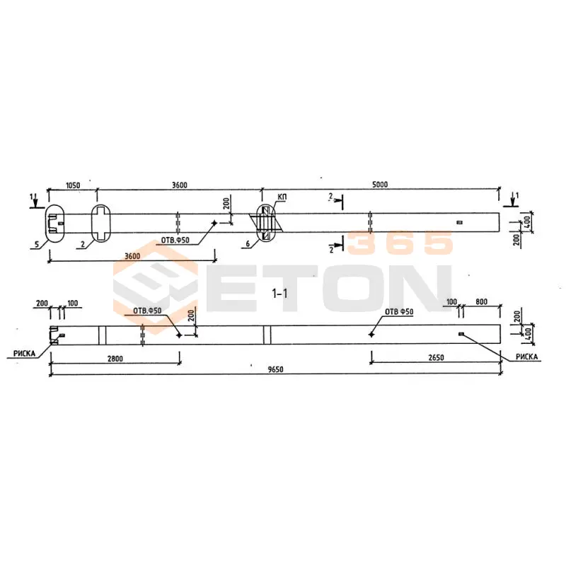 Колонны для зданий с высотой этажей 4,8 (6,0) и 3,6 (4,8) м серия 1.020-1/87 ( 1.020.1-7, 1.020-1/83, ИИ 04-1, 1.020.1-3пв ) 2КНО 36-48-3-22/26
