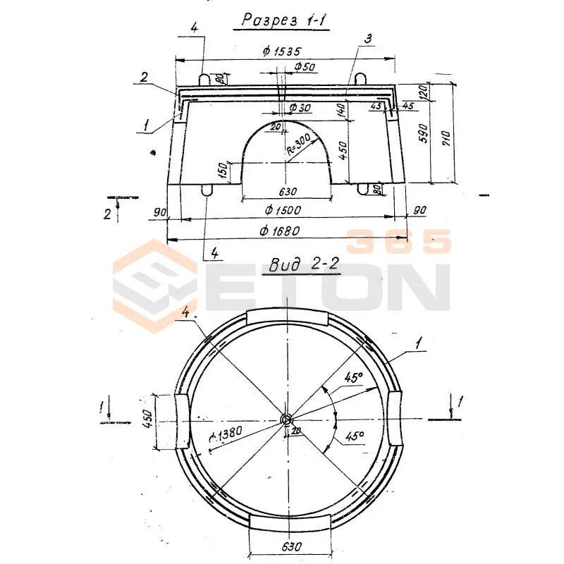 Кольца колодцев стеновые Серия 3.820-9 КСД 15-1-1 б